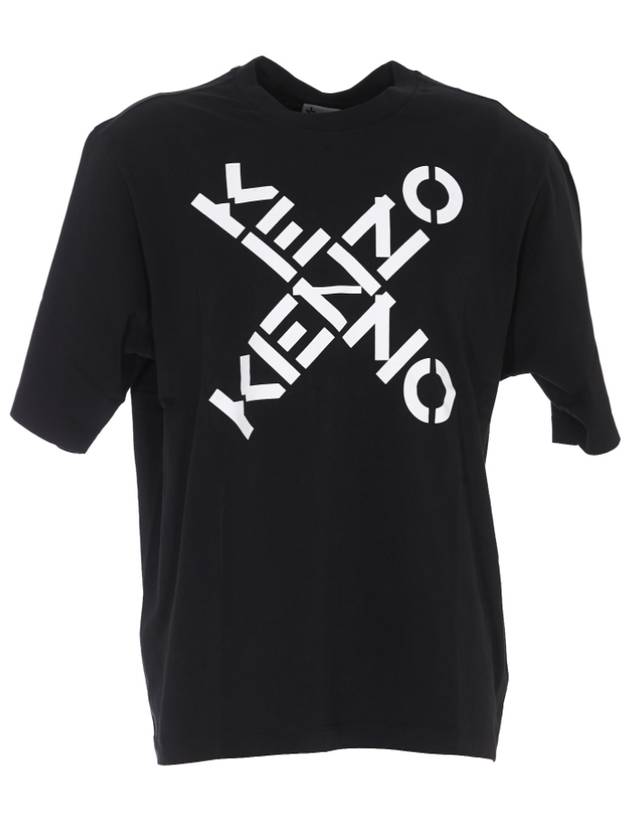 Big Cross Logo Short Sleeve T-Shirt Black - KENZO - BALAAN.