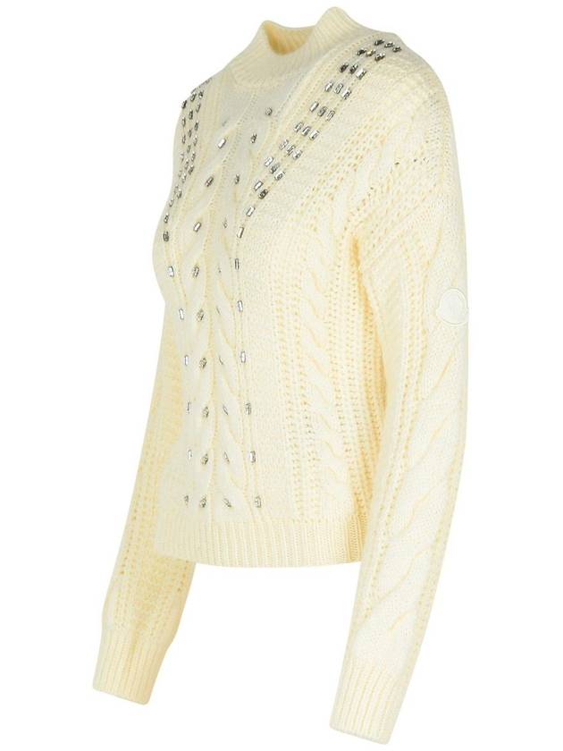 Wool Mohair Logo Knit Top Ivory - MONCLER - BALAAN 3