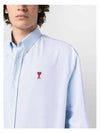 Heart Logo Boxy Fit Button Long Sleeve Shirt Sky Blue - AMI - BALAAN 3