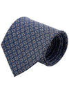 Tetris Print Silk Tie Navy - SALVATORE FERRAGAMO - BALAAN 2