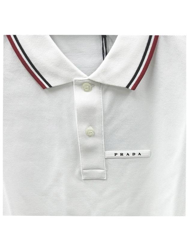 Logo Patch Polo Shirt White - PRADA - BALAAN 6