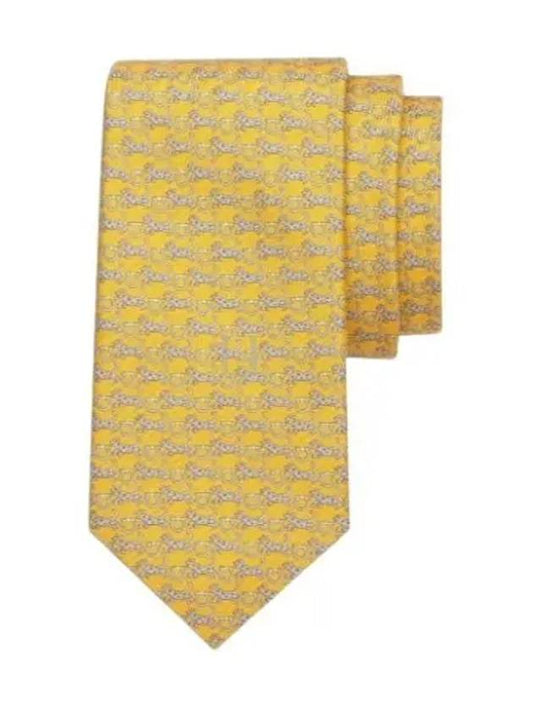 Tiger Print Silk Tie Yellow - SALVATORE FERRAGAMO - BALAAN 2