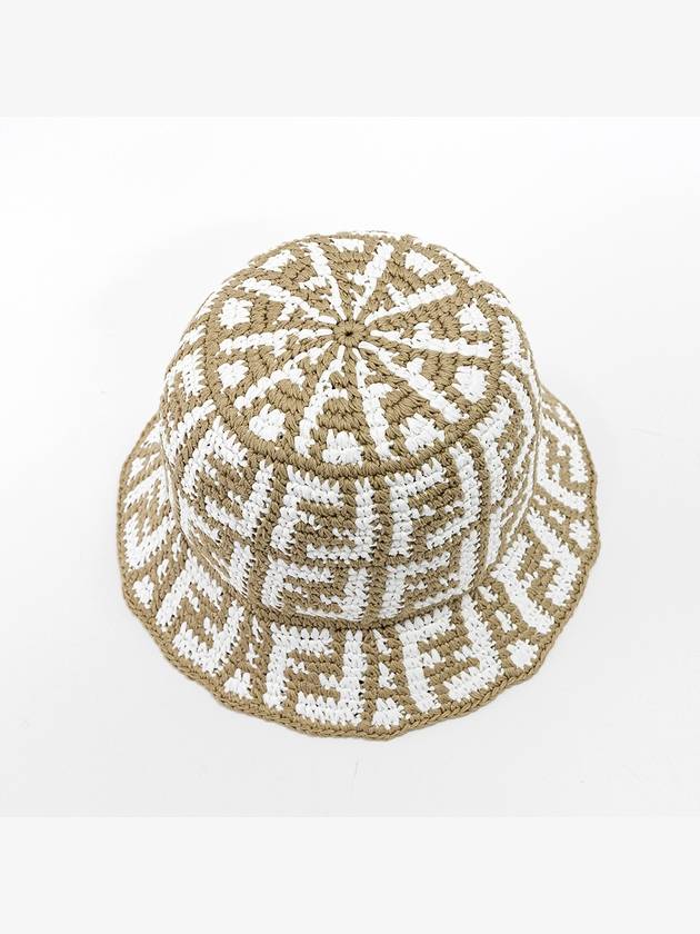 FF Motif Crochet Bucket Hat Beige - FENDI - BALAAN 3