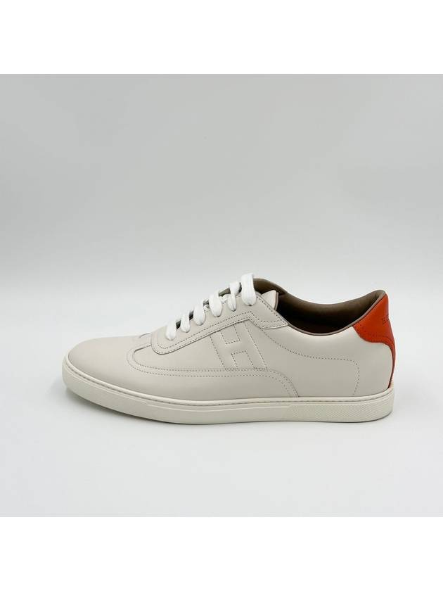 Men's Quicker Low Top Sneakers Blanc Orange - HERMES - BALAAN 5