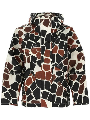 Print 1952 Hooded Windbreaker Brown - MONCLER - BALAAN.