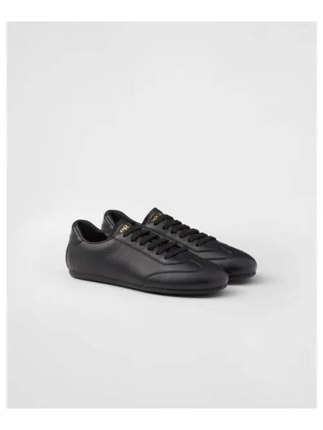 Logo Leather Low-Top Sneakers Black - PRADA - BALAAN 2