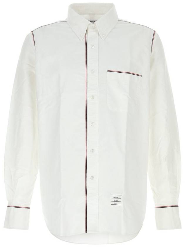 Oxford Grosgrain Framing Long Sleeve Shirt White - THOM BROWNE - BALAAN 2