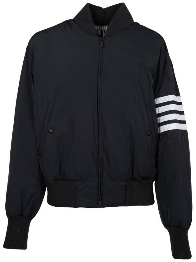 Poly Twill 4-Bar Oversized Knit Down Bomber Jacket Charcoal - THOM BROWNE - BALAAN 2