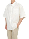 Men's Pocket Cotton Short Sleeve Shirt White - AMI - BALAAN 6