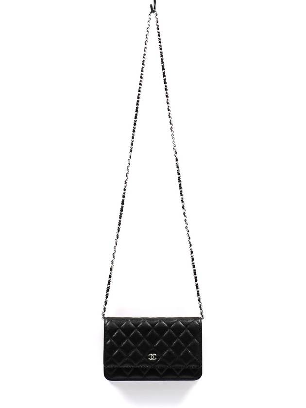 Classic Crossbag On Chain Grained Calfskin & Silver Black - CHANEL - BALAAN 8