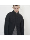 Heavy Cable High Neck Knit Zip up Black - CHANCE'S NOI - BALAAN 6