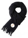 Classic Oly Flower Fox Patch Wool Scarf Black - MAISON KITSUNE - BALAAN 2