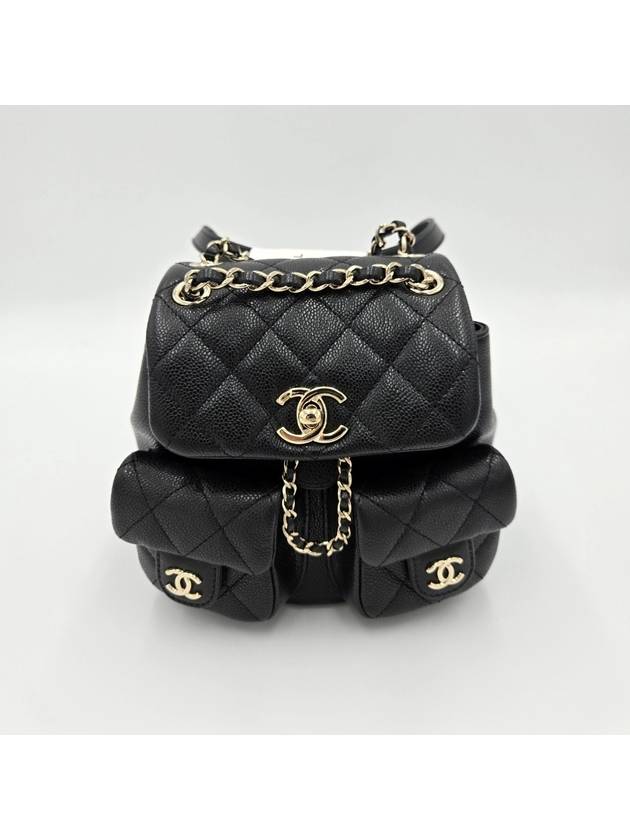 Duma Two Pocket Small Caviar Backpack Black - CHANEL - BALAAN 4