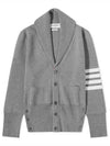 Men's Engineered Stripe Shawl Collar Cardigan Grey - THOM BROWNE - BALAAN.