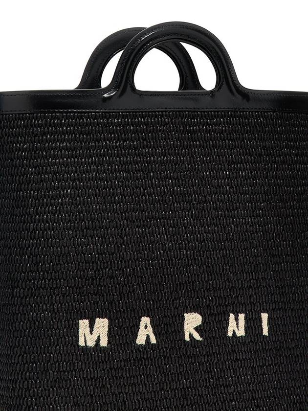 Tropicalia Embroidered Logo Shopper Tote Bag Black - MARNI - BALAAN 4