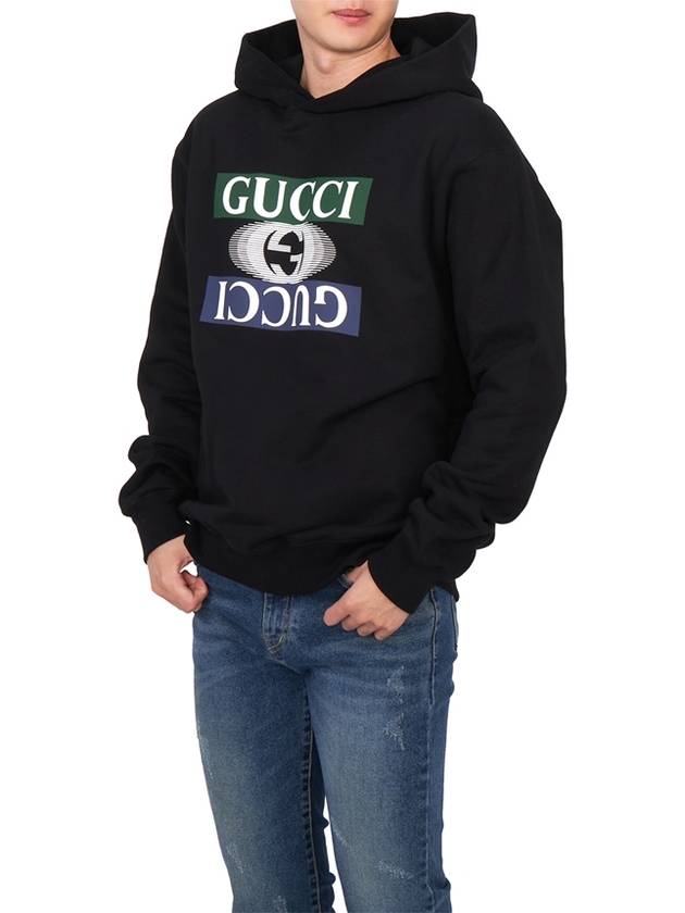 Interlocking G Shadow Print Cotton Jersey Hoodie Black - GUCCI - BALAAN 5