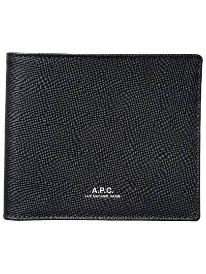 Aly Saffiano Logo Half Wallet Black - A.P.C. - BALAAN 2