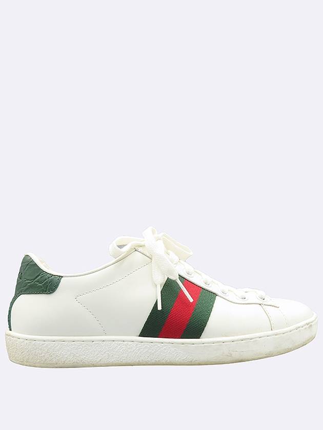 Gucci 387993 White Color Leather Green Red Three Stripes Detail Ace Snake Pattern Lace Up Women s Sneakers 35 - GUCCI - BALAAN 3