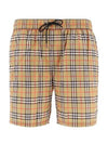 Men's Small Scale Check Drawstring Swim Shorts Beige - BURBERRY - BALAAN 2