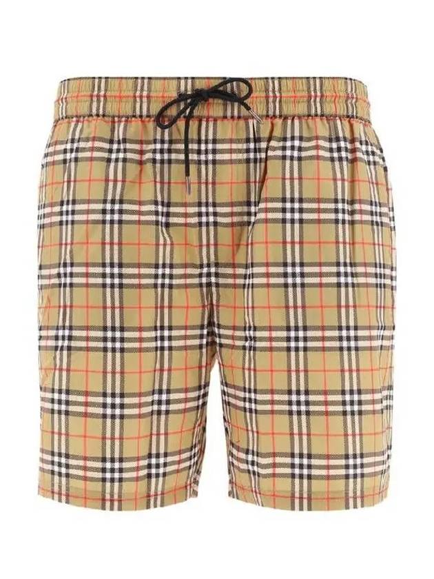 Men's Small Scale Check Drawstring Swim Shorts Beige - BURBERRY - BALAAN 2