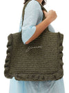 Logo Crochet Frill Tote Bag Black Women s - GANNI - BALAAN 2