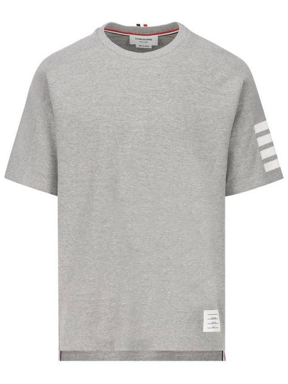 4-Bar Striped Cotton Short Sleeve T-Shirt Light Grey - THOM BROWNE - BALAAN 2