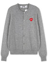 Play Red Heart Logo Print Wool Cardigan Gray - COMME DES GARCONS - BALAAN 1