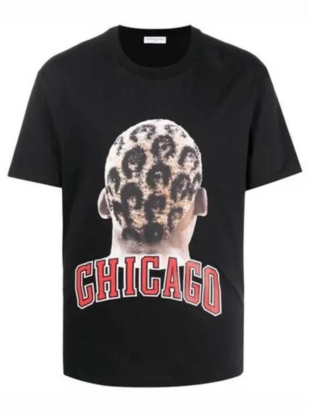 NUS21233 009 Chicago Player Logo Printing Short Sleeve T Shirt Black Men s TR 270634 - IH NOM UH NIT - BALAAN 1