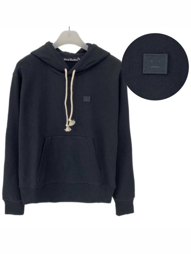 Face Patch Cotton Hoodie Black - ACNE STUDIOS - BALAAN 2