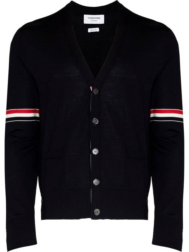 Stripe Armband Merino Wool Cardigan Navy - THOM BROWNE - BALAAN 3