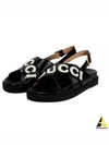 Women's Logo Leather Sandals Black - GUCCI - BALAAN 2