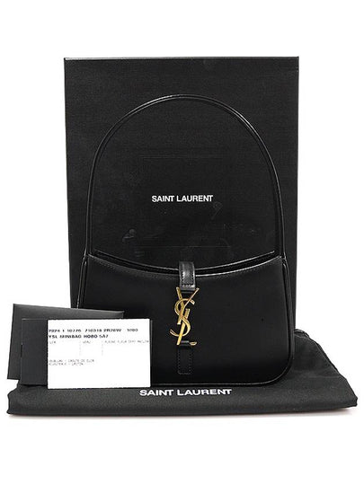 710318 Black Smooth Calfskin Gold Monogram LE 5 A 7 Mini Hobo Shoulder Bag - SAINT LAURENT - BALAAN 2