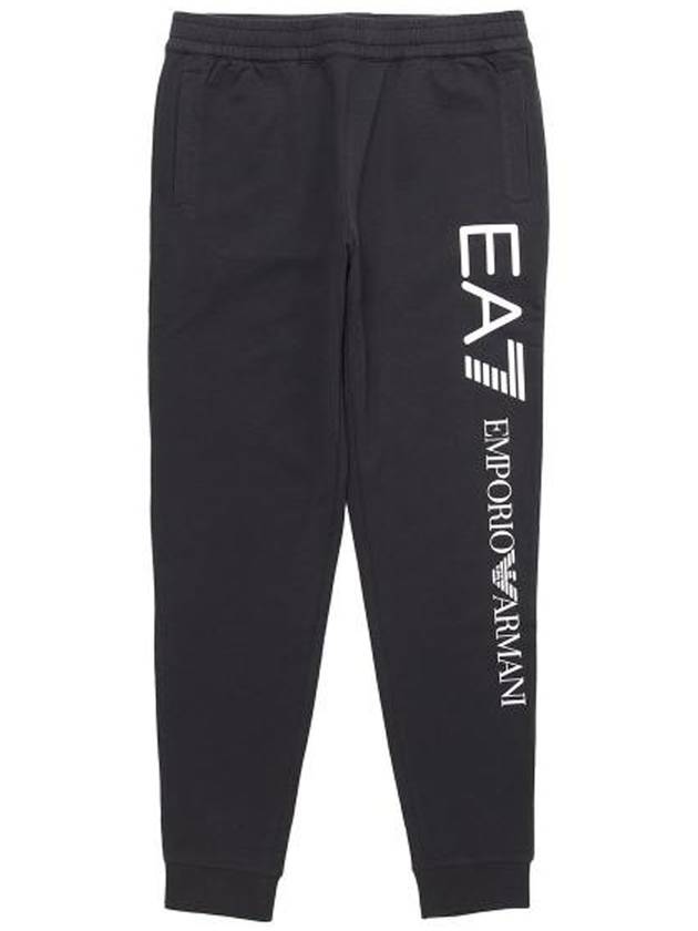 EA7 Logo Cotton Track Pants Black - EMPORIO ARMANI - BALAAN 1