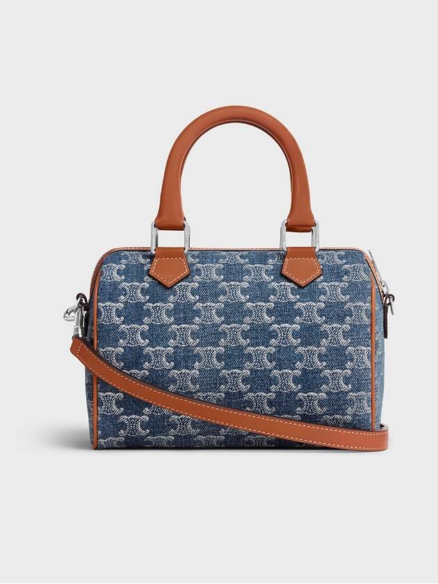 Small Boston Full Triomphe Denim Calfskin Cross Bag Denim - CELINE - BALAAN 4