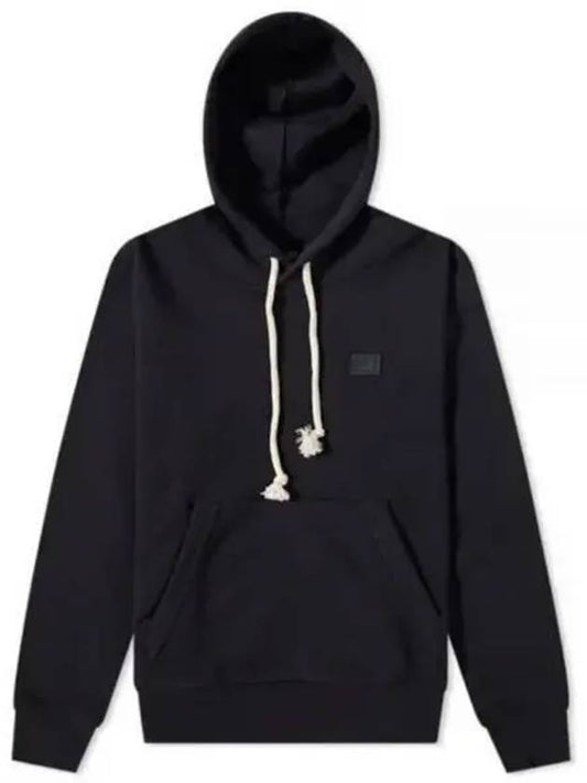 Face Logo Patch Cotton Hoodie Black - ACNE STUDIOS - BALAAN 1