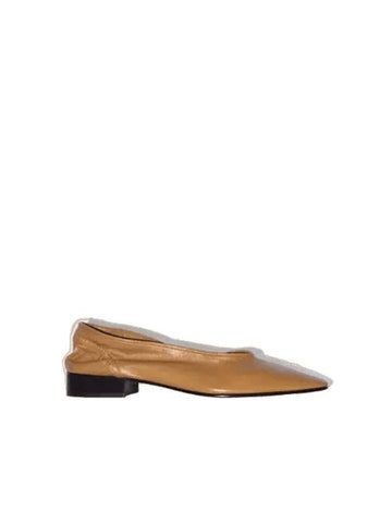 Carre Creased Leather Flat Sparrow - BY FAR - BALAAN 1