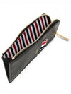 Stripe Zip Around Pebble Grain Leather Card Wallet Black - THOM BROWNE - BALAAN 10