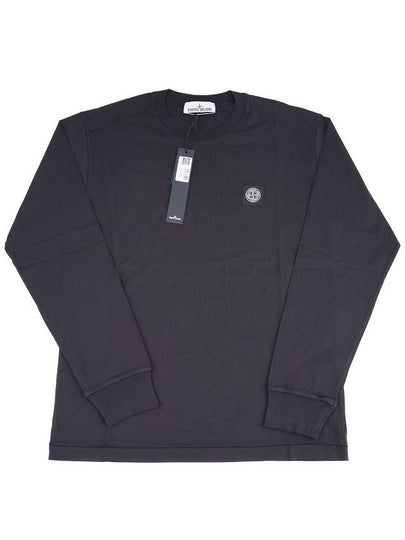 Logo Patch Cotton Jersey Long Sleeve T-Shirt Black - STONE ISLAND - BALAAN 2