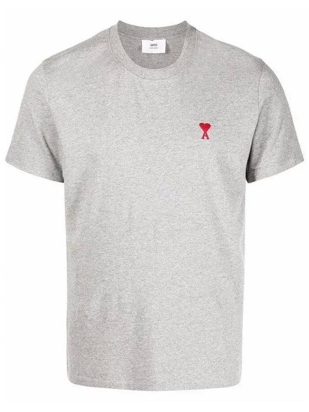 Small Heart Logo Short Sleeve T-Shirt Grey - AMI - BALAAN 7