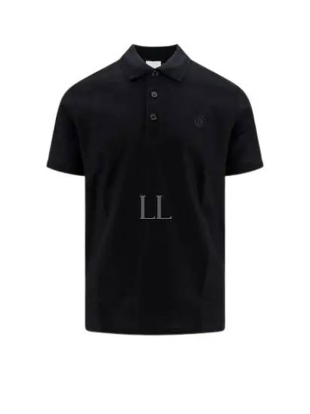 Men's Embroidered Logo Cotton Polo Shirt Black - BURBERRY - BALAAN 2