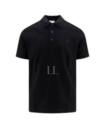 Men's Embroidered Logo Cotton Polo Shirt Black - BURBERRY - BALAAN 2