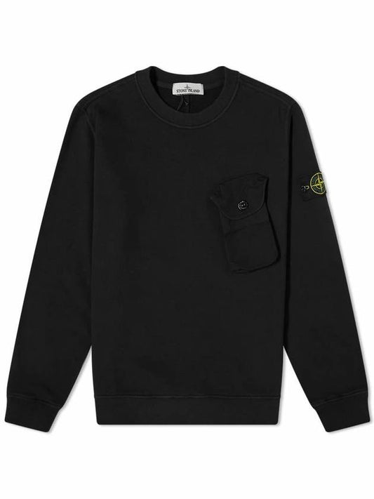 Men's Waffen Patch Pocket Sweatshirt Black - STONE ISLAND - BALAAN 1