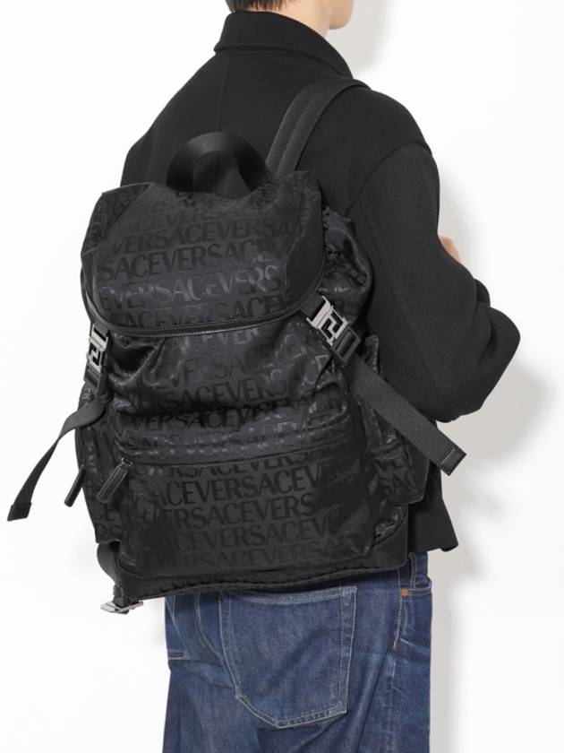 All Over Logo Print Nylon Backpack Black - VERSACE - BALAAN 11