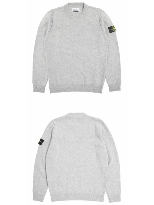 Logo Patch Lambswool Crewneck Knit Top Melange Grey - STONE ISLAND - BALAAN 6