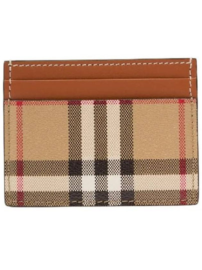 Check Print Leather Card Holder Beige - BURBERRY - BALAAN 2