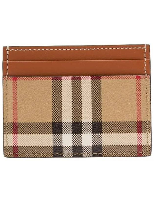 Check Print Leather Card Holder Beige - BURBERRY - BALAAN 2