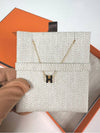 Pop H Pendant Mini Ache Necklace Black Yellow Gold - HERMES - BALAAN 8