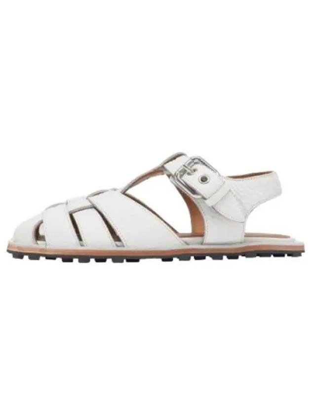 Grain Leather Fisherman Sandals Lily White - MARNI - BALAAN 1