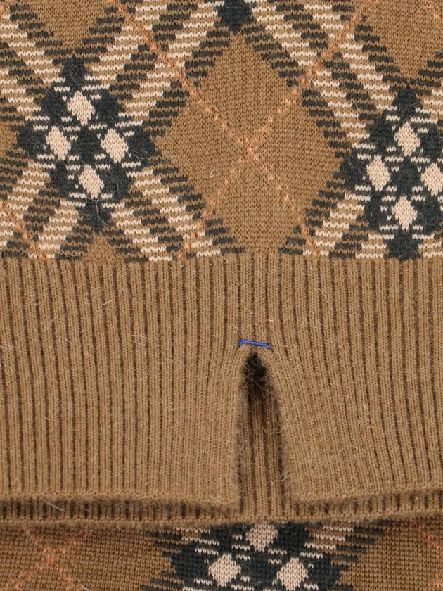 Check Wool Mohair Blend Knit Top Brown - BURBERRY - BALAAN 6