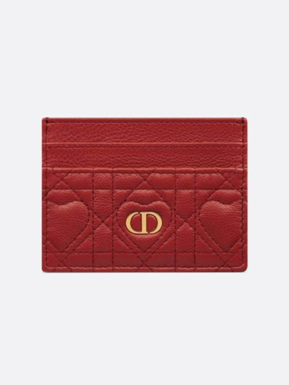 Caro Heart Motif Cannage Five Slot Card Wallet Red - DIOR - BALAAN 2